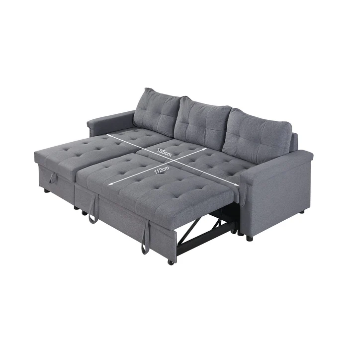 Murphy 3 Seater Sofa Bed with Storage - Dark Grey - Image 12