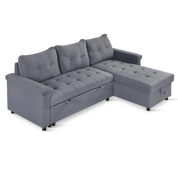 Murphy 3 Seater Sofa Bed with Storage - Dark Grey - Image 3
